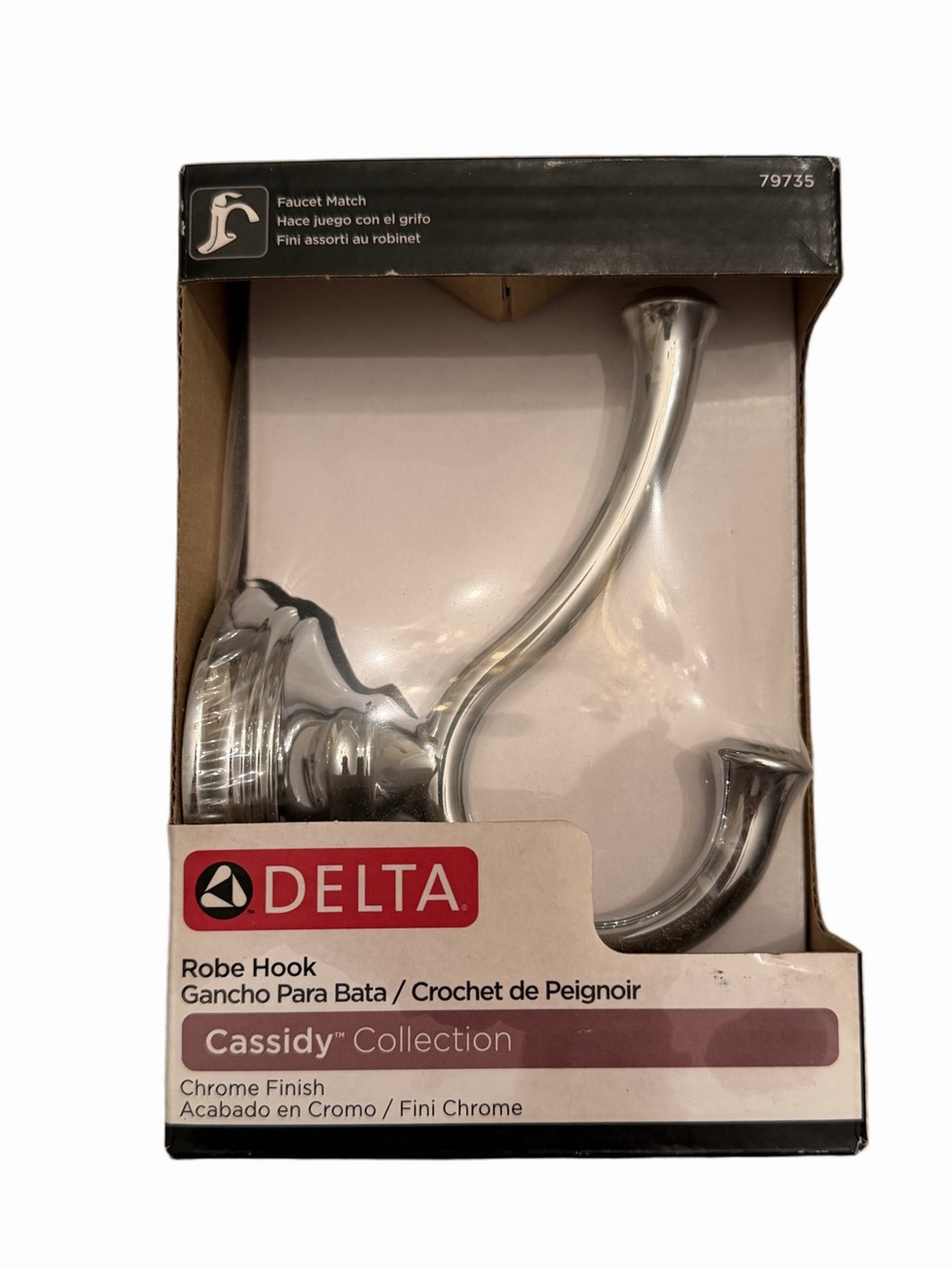 Delta Double Towel Hook for Bathroom or Kitchen| Polished Chrome | Cassidy